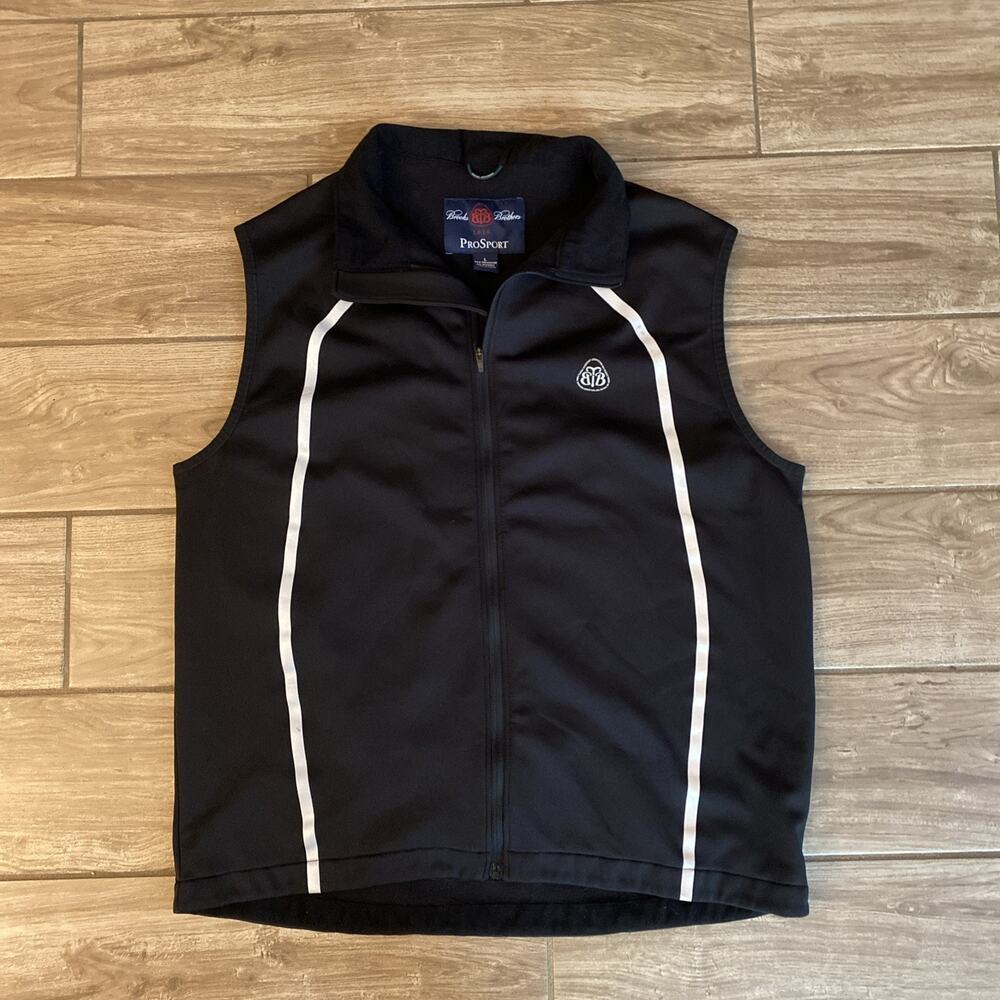 BROOK BROTHERS Pro Sport Zip Vest Large BLACK w/BB Reflector / Trim